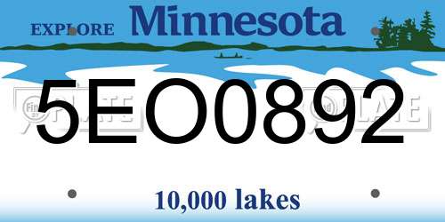 5EO0892 Minnesota License Plate