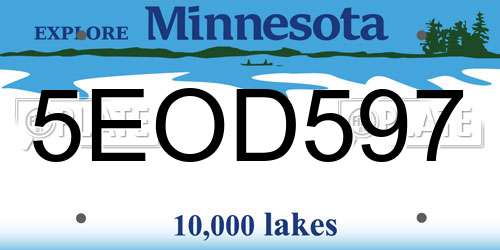 5EOD597 Minnesota License Plate