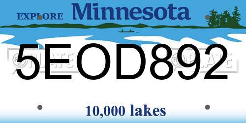 5EOD892 Minnesota License Plate