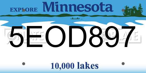 5EOD897 Minnesota License Plate