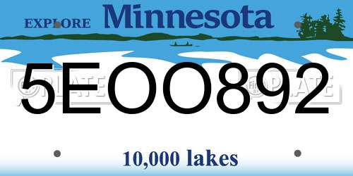 5EOO892 Minnesota License Plate