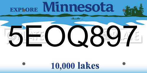 5EOQ897 Minnesota License Plate