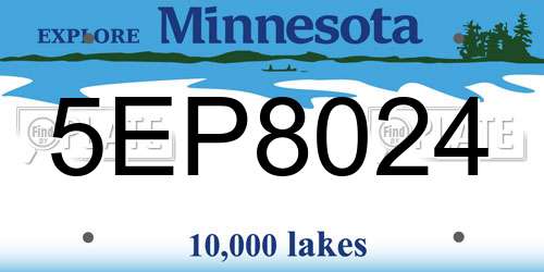 5EP8024 Minnesota License Plate