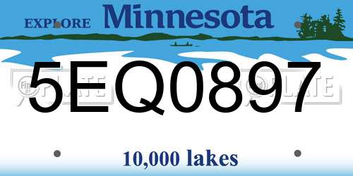 5EQ0897 Minnesota License Plate