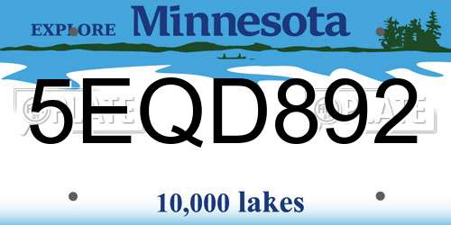 5EQD892 Minnesota License Plate