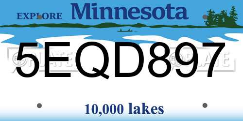 5EQD897 Minnesota License Plate