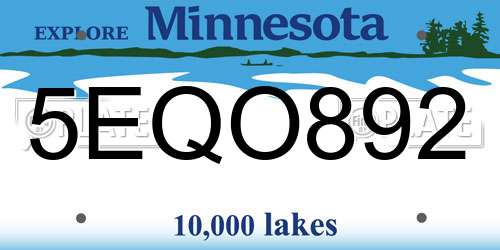 5EQO892 Minnesota License Plate
