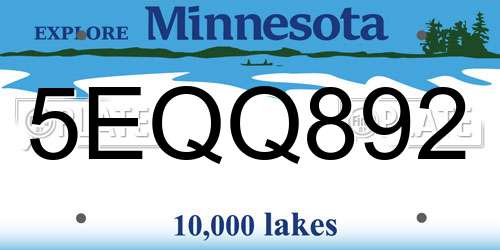 5EQQ892 Minnesota License Plate