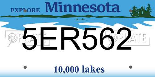 5ER562 Minnesota License Plate
