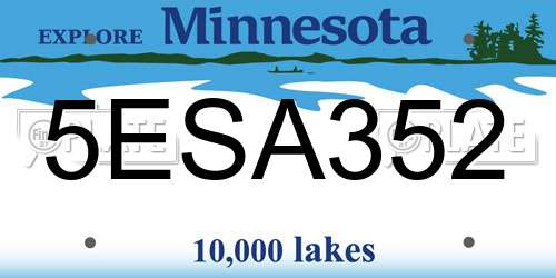 5ESA352 Minnesota License Plate