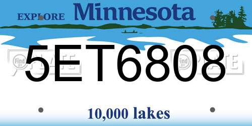 5ET6808 Minnesota License Plate