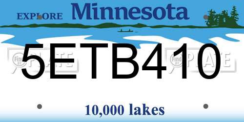 5ETB410 Minnesota License Plate