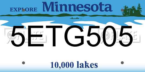 5ETG505 Minnesota License Plate