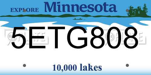5ETG808 Minnesota License Plate