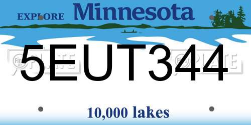 5EUT344 Minnesota License Plate