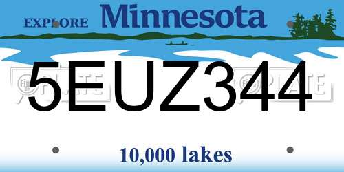 5EUZ344 Minnesota License Plate