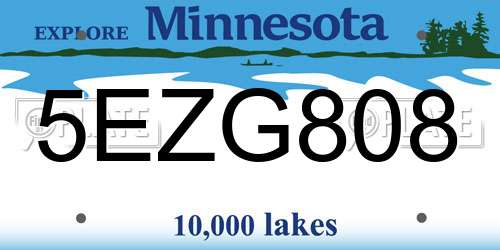 5EZG808 Minnesota License Plate