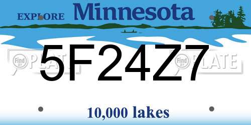 5F24Z7 Minnesota License Plate