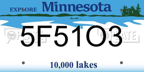 5F51O3 Minnesota License Plate