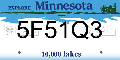 5F51Q3 Minnesota License Plate