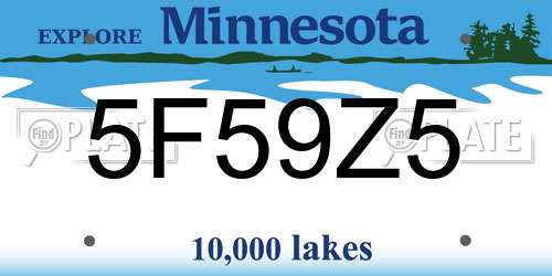 5F59Z5 Minnesota License Plate