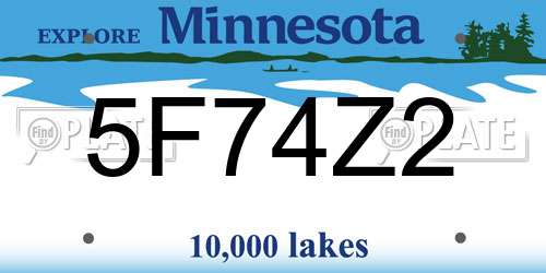 5F74Z2 Minnesota License Plate