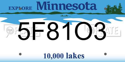5F81O3 Minnesota License Plate