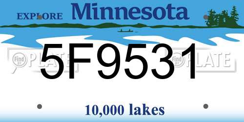 5F9531 Minnesota License Plate