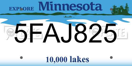 5FAJ825 Minnesota License Plate