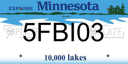 5FBI03 Minnesota License Plate