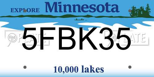 5FBK35 Minnesota License Plate