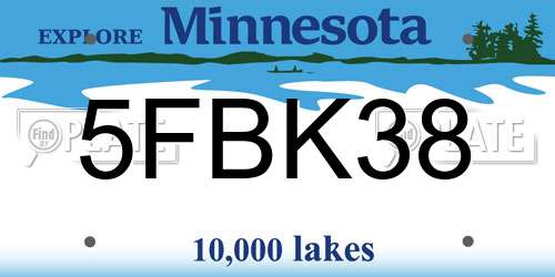 5FBK38 Minnesota License Plate