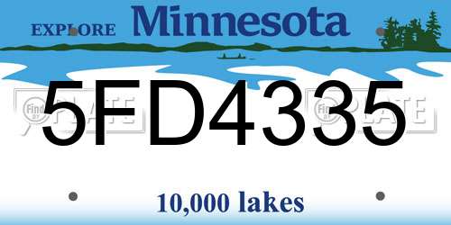 5FD4335 Minnesota License Plate