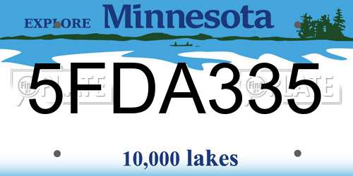 5FDA335 Minnesota License Plate