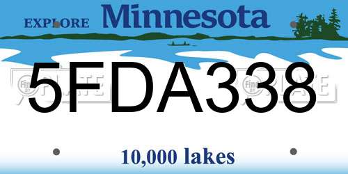 5FDA338 Minnesota License Plate