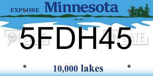 5FDH45 Minnesota License Plate