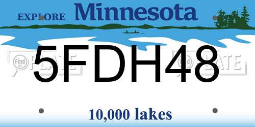 5FDH48 Minnesota License Plate