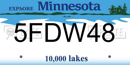 5FDW48 Minnesota License Plate