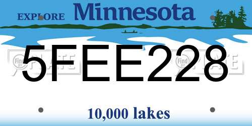 5FEE228 Minnesota License Plate