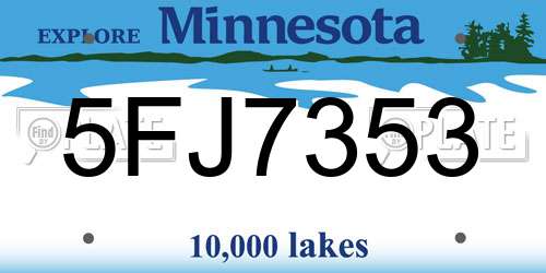 5FJ7353 Minnesota License Plate