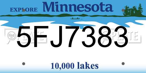 5FJ7383 Minnesota License Plate