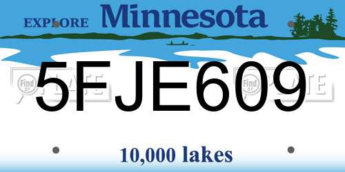 5FJE609 Minnesota License Plate