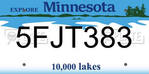 5FJT383 Minnesota License Plate