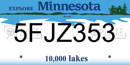 5FJZ353 Minnesota License Plate