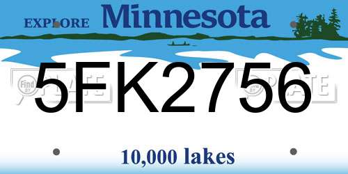 5FK2756 Minnesota License Plate
