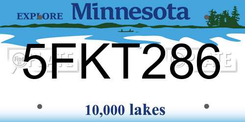 5FKT286 Minnesota License Plate