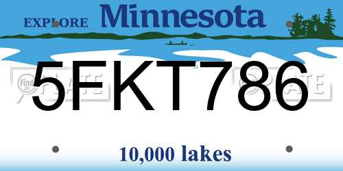 5FKT786 Minnesota License Plate