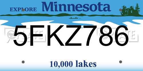 5FKZ786 Minnesota License Plate
