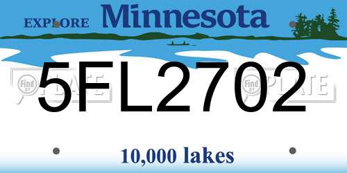 5FL2702 Minnesota License Plate