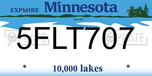 5FLT707 Minnesota License Plate
